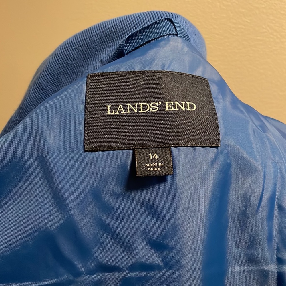 Lands End wool blend lined cornflower blue peat coat - Picture 6 of 7